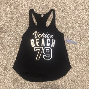 Vivilish Black Venice Beach Mesh Racer Back Tank Top